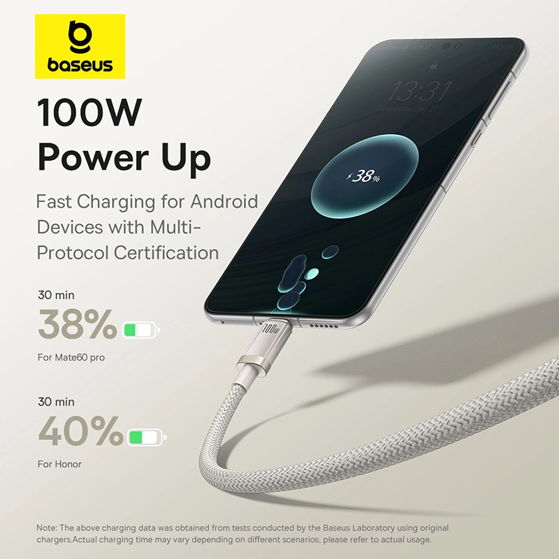 Baseus 2 Meter 100W Titanium Alloy Fast Charging Cable USB to Type-C Galaxy Titanium Gold - Image 6
