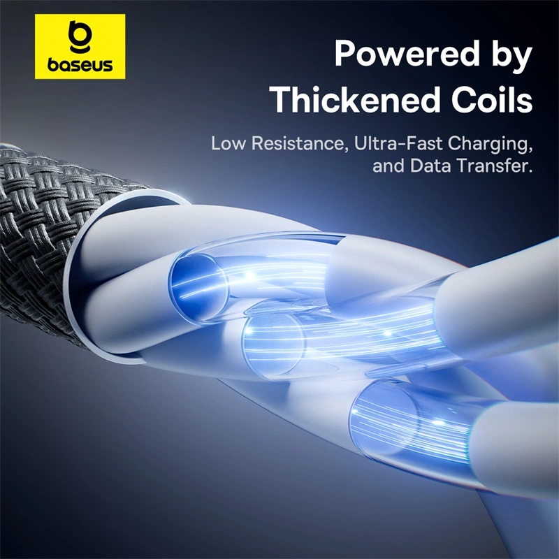 Baseus 1 Meter 60W Versatile Two-for-Two Fast Charging Cable with U+C to C+L Converter - Cosmic Black - Image 4