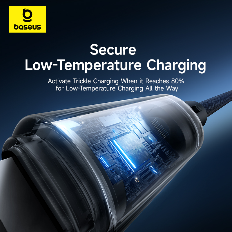 Baseus 1 Meter Lit Button-Control USB to Lightning 2.4A Fast Charging Data Cable – Cosmic Black - Image 2