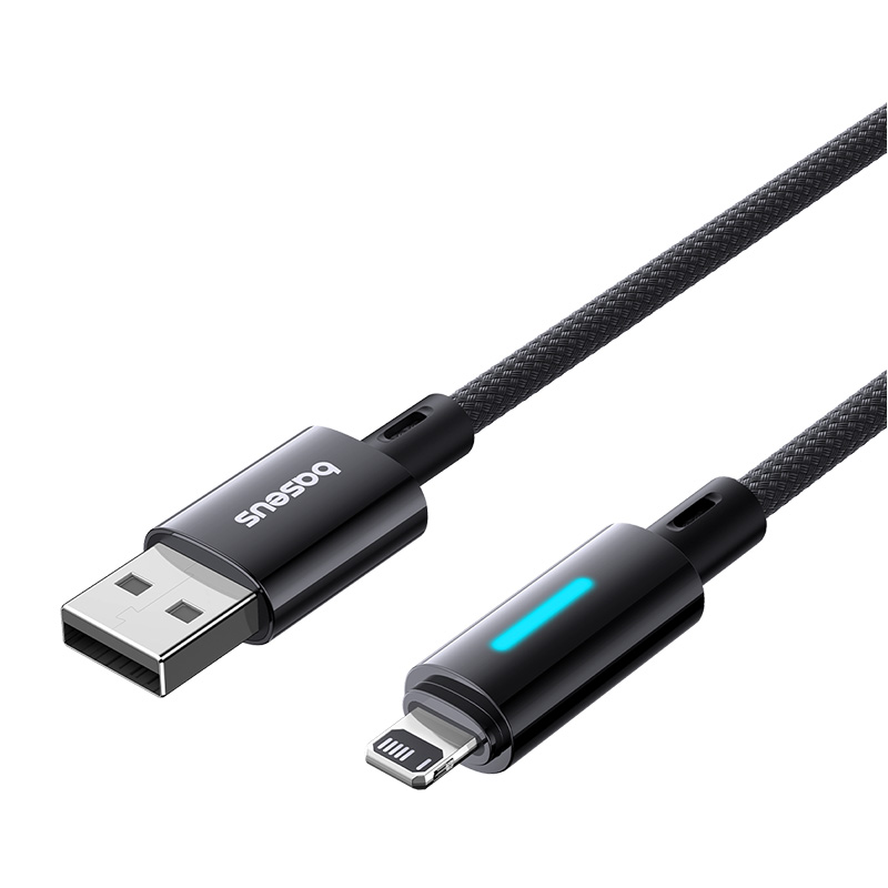 Baseus 1 Meter Lit Button-Control USB to Lightning 2.4A Fast Charging Data Cable – Cosmic Black - Image 12