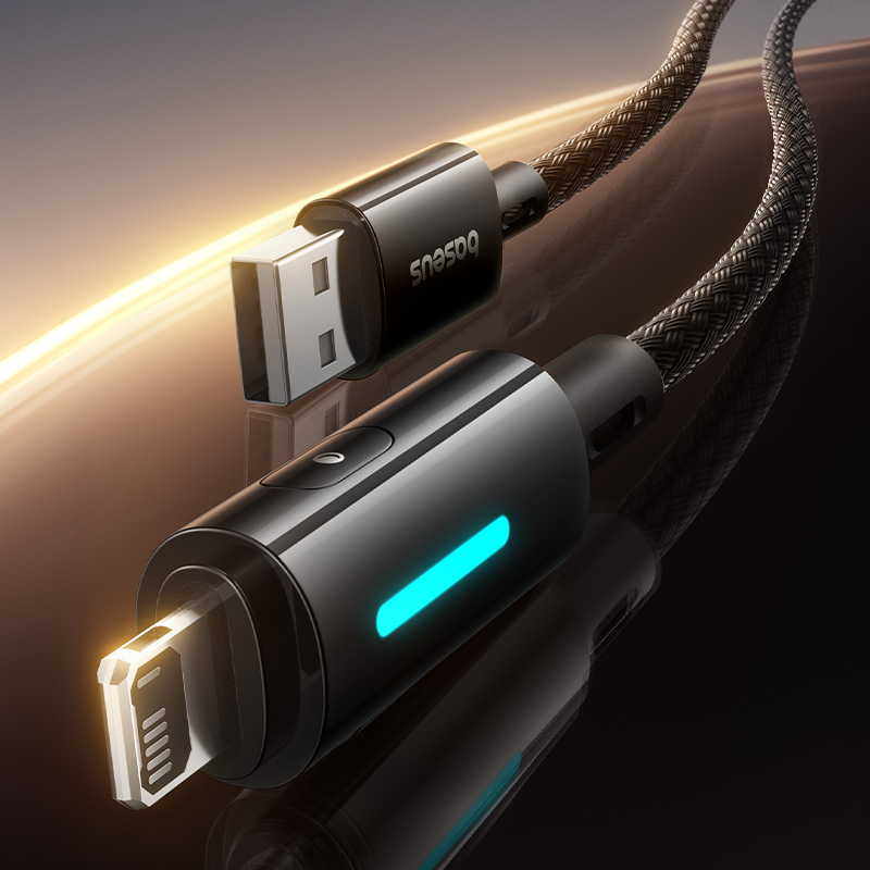 Baseus 1 Meter Lit Button-Control USB to Lightning 2.4A Fast Charging Data Cable – Cosmic Black - Image 9