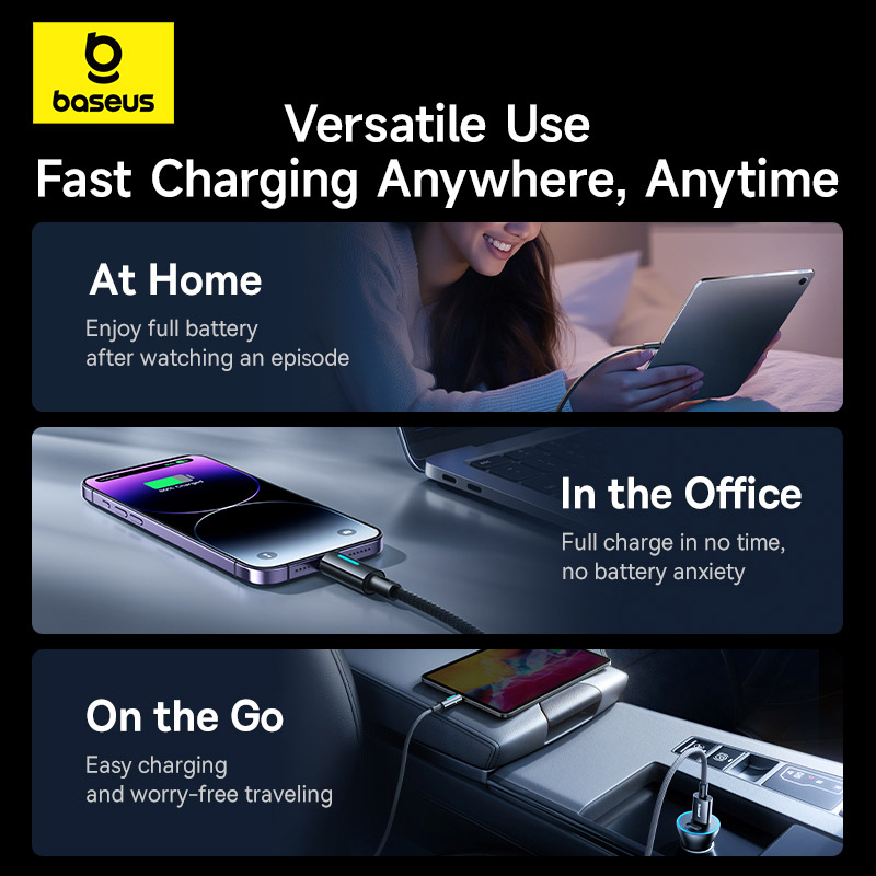 Baseus 1 Meter Lit Button-Control USB to Lightning 2.4A Fast Charging Data Cable – Cosmic Black - Image 7