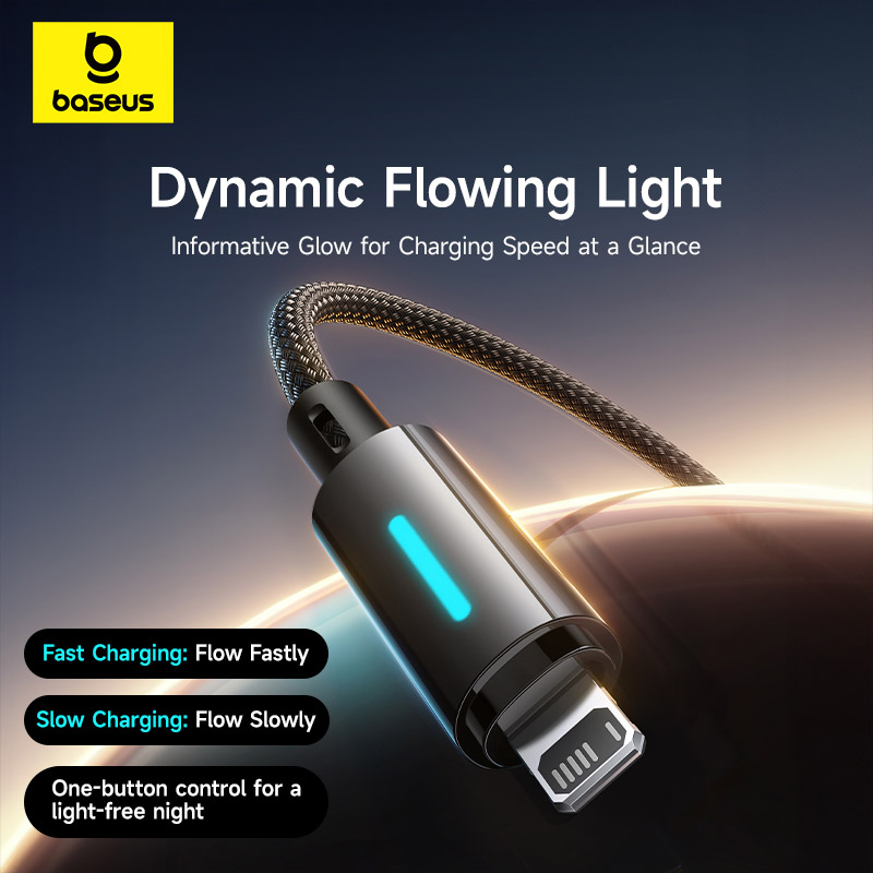 Baseus 1 Meter Lit Button-Control USB to Lightning 2.4A Fast Charging Data Cable – Cosmic Black - Image 5