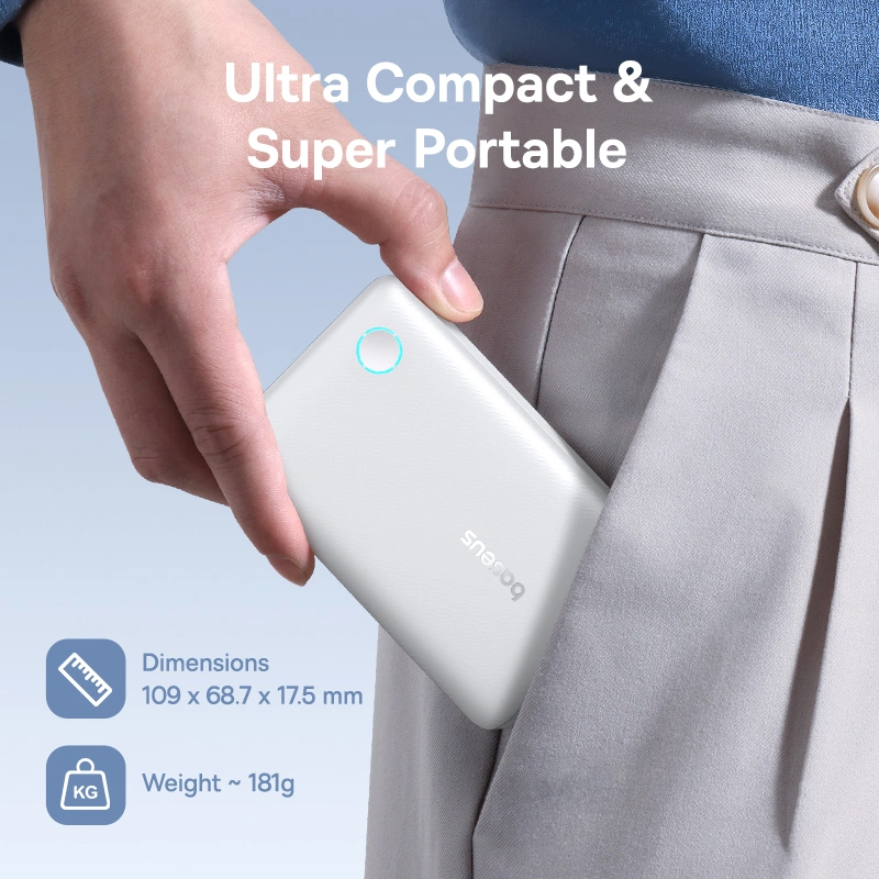 Baseus 10000mAh 15W EnerFill FP11 Fast-Charging Power Bank – (Moon White) - Image 3