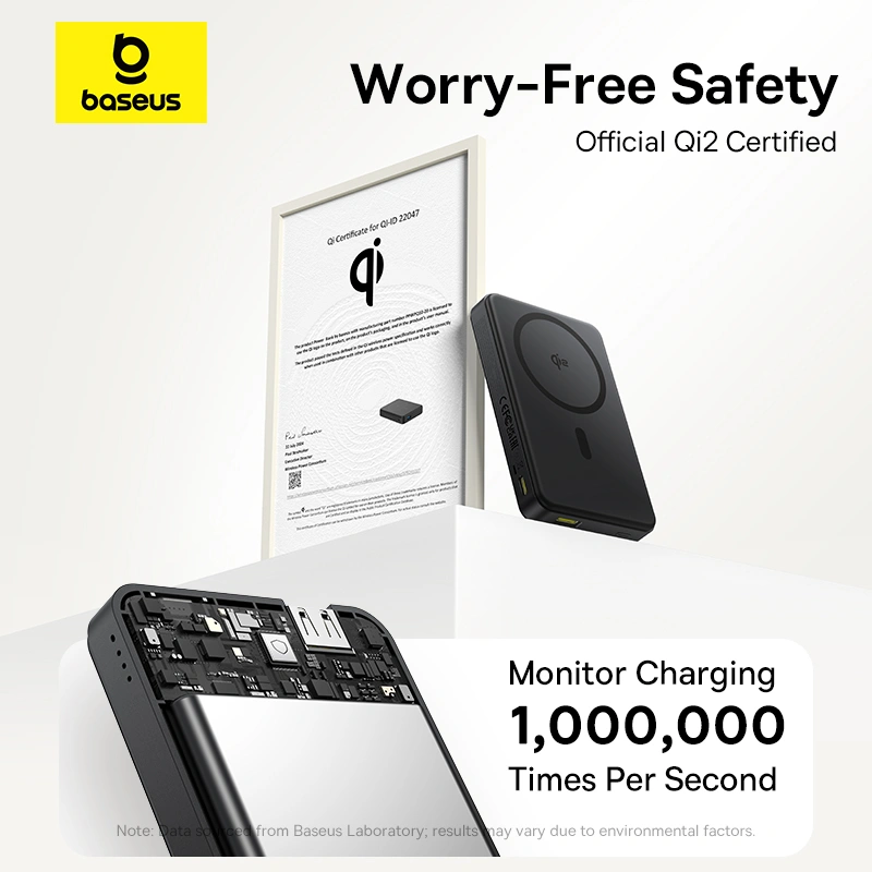 Baseus 10000mAh 22.5W EnerFill FM12 Qi2 Magnetic Power Bank – (Cosmic Black) - Image 7