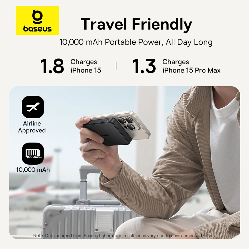 Baseus 10000mAh 22.5W EnerFill FM12 Qi2 Magnetic Power Bank – (Cosmic Black) - Image 4