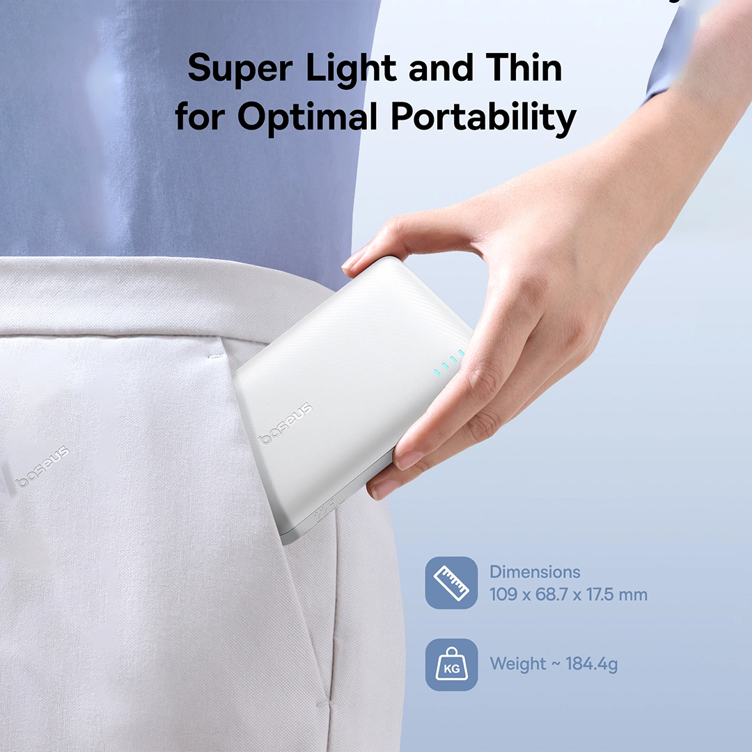 Baseus 10000mAh 22.5W EnerFill FP21 Power Bank – (Moon White) - Image 2