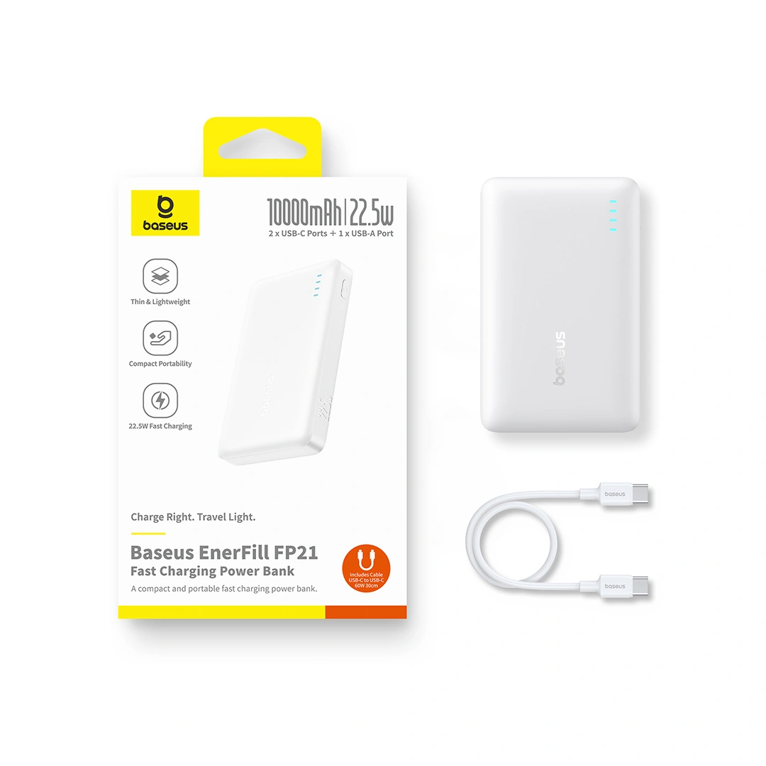 Baseus 10000mAh 22.5W EnerFill FP21 Power Bank – (Moon White) - Image 15