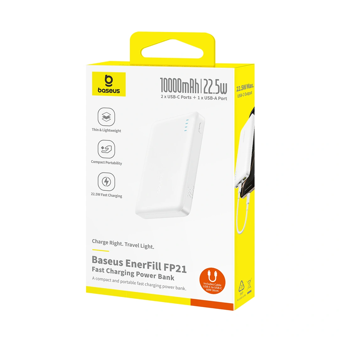 Baseus 10000mAh 22.5W EnerFill FP21 Power Bank – (Moon White) - Image 17