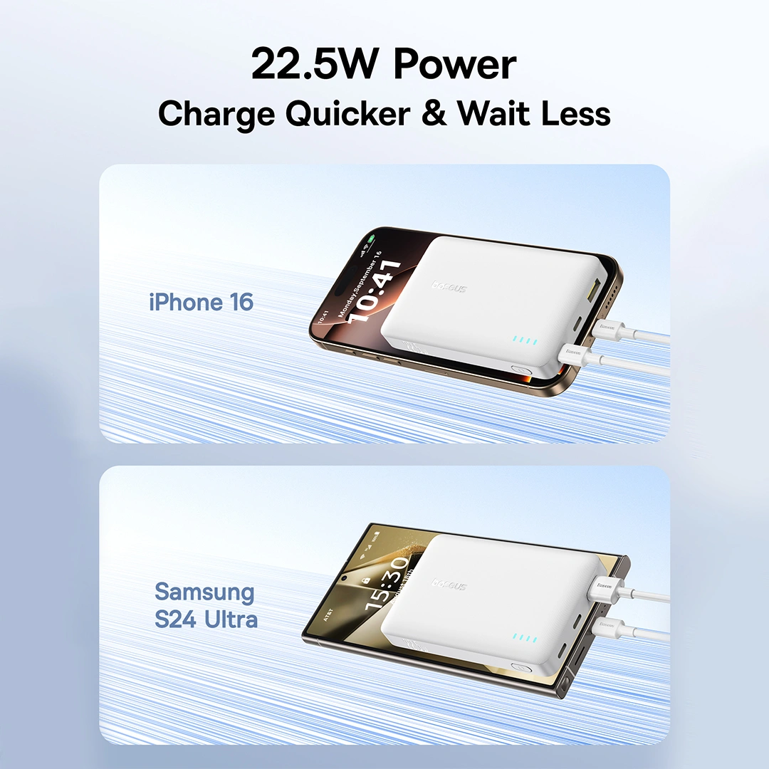 Baseus 10000mAh 22.5W EnerFill FP21 Power Bank – (Moon White) - Image 7