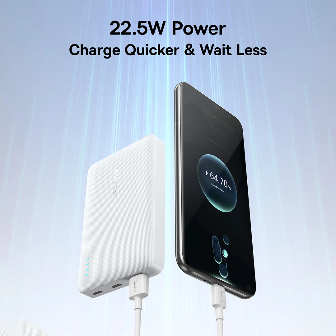 Baseus 10000mAh 22.5W EnerFill FP21 Power Bank – (Moon White) - Image 5