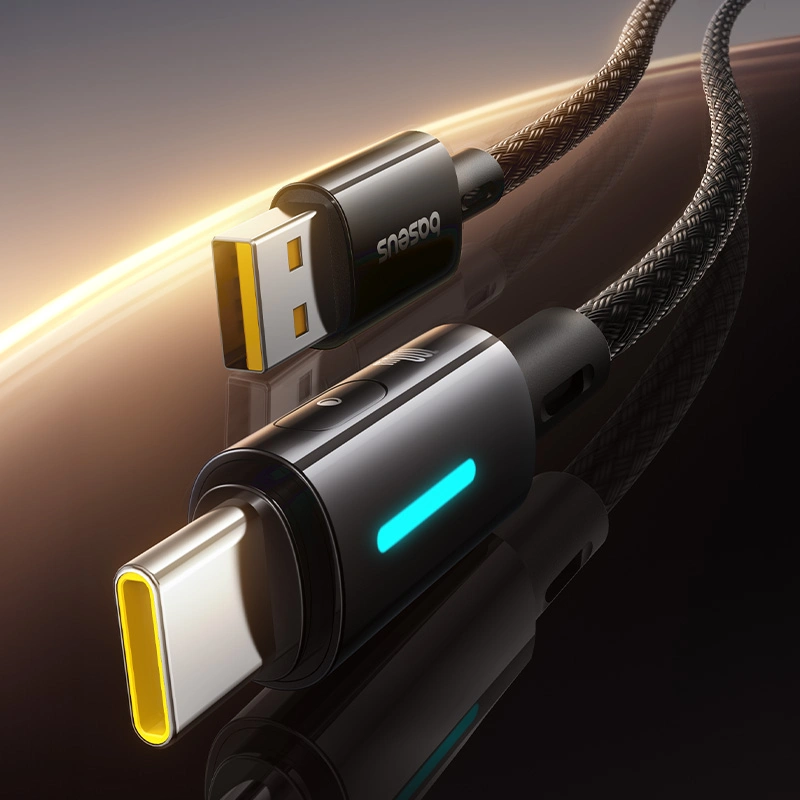 Baseus 1Meter Lit Button-Control USB to Type-C 100W Fast Charging Data Cable – Cosmic Black - Image 9