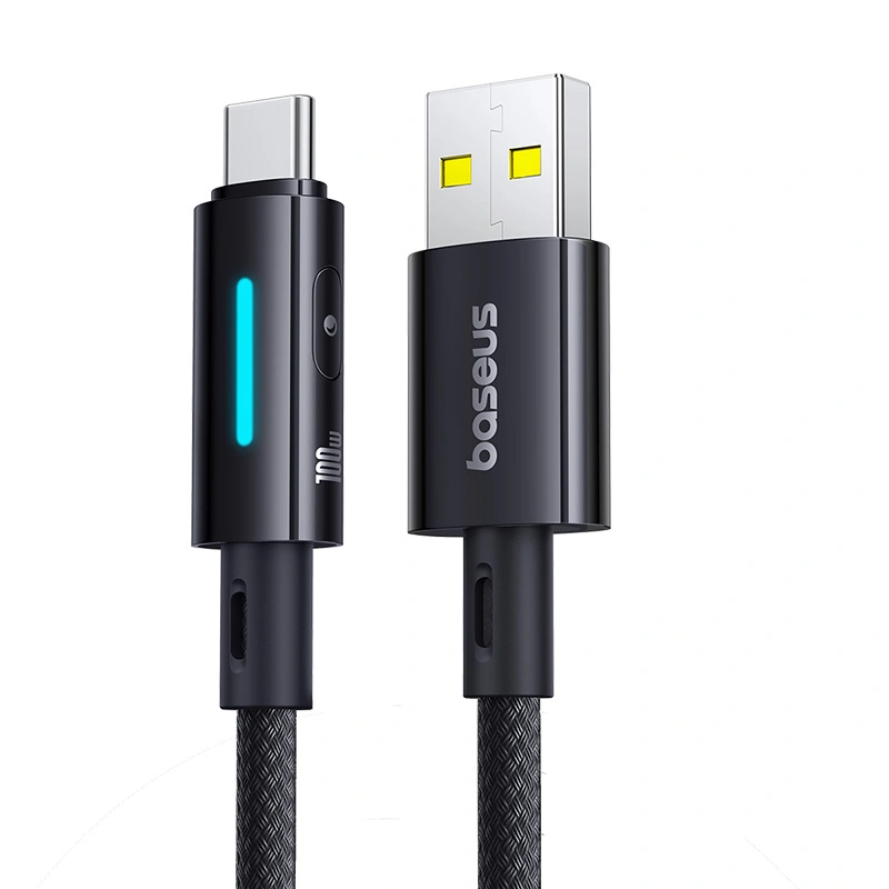 Baseus 1Meter Lit Button-Control USB to Type-C 100W Fast Charging Data Cable – Cosmic Black - Image 13