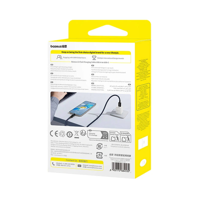 Baseus 1Meter Lit Button-Control USB to Type-C 100W Fast Charging Data Cable – Cosmic Black - Image 17