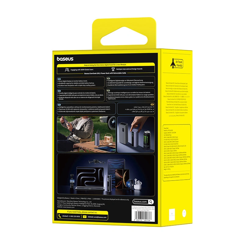 Baseus 20000mAh 145W EnerGeek GR11 Power Bank with Retractable Cable - Space Grey - Image 12