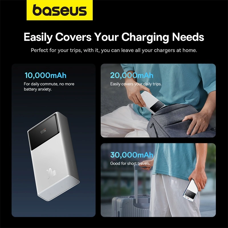 Baseus 30000 mAh 30W Star-Lord Digital Display Fast Charging Power Bank – Moon White - Image 6