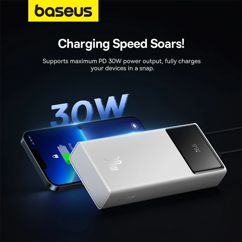 Baseus 30000 mAh 30W Star-Lord Digital Display Fast Charging Power Bank – Moon White - Image 4