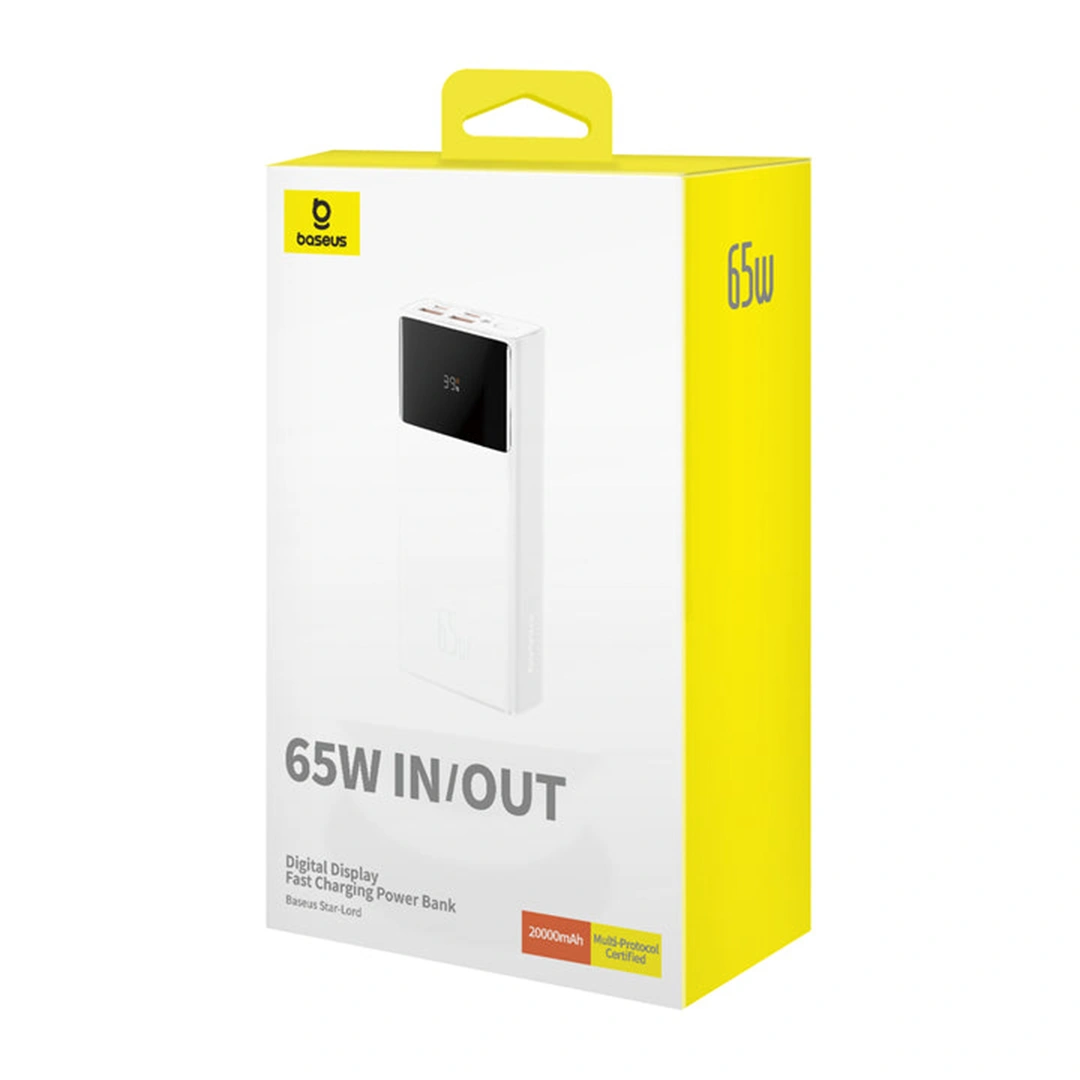 Baseus 30000 mAh 65W Star-Lord Digital Display Fast Charging Power Bank – (Moon White) - Image 5