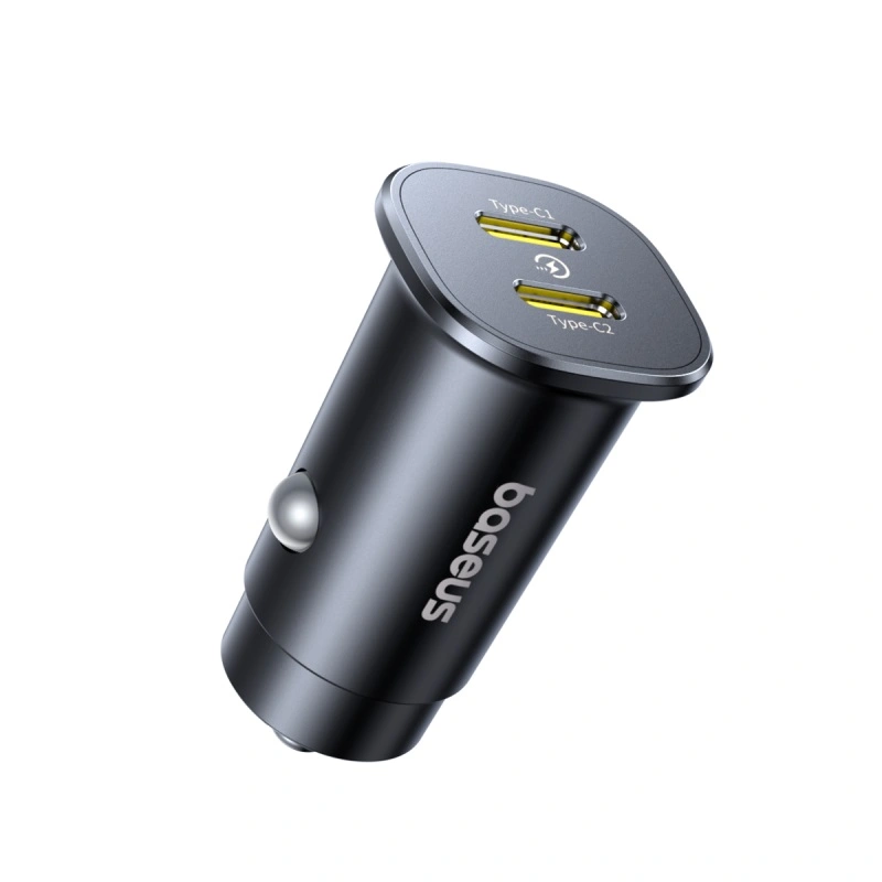 Baseus 30W GoTrip Car Charger – Type-C + Type-C, Cosmic Black