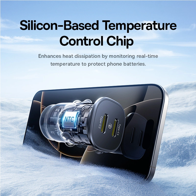 Baseus 30W GoTrip Car Charger – Type-C + Type-C, Cosmic Black - Image 9