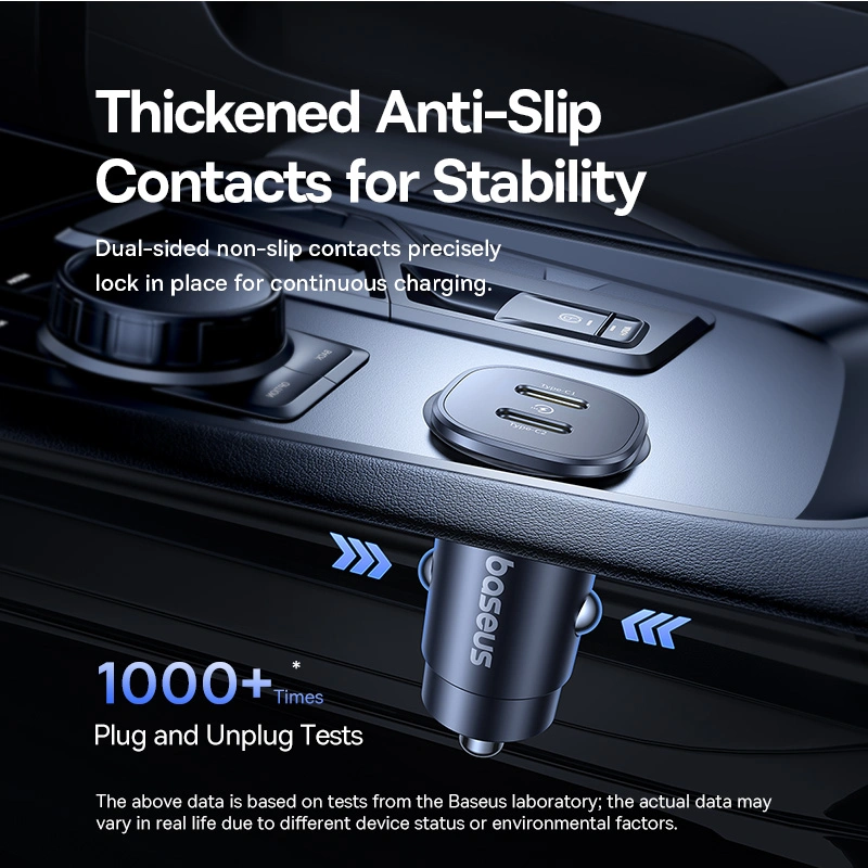 Baseus 30W GoTrip Car Charger – Type-C + Type-C, Cosmic Black - Image 3