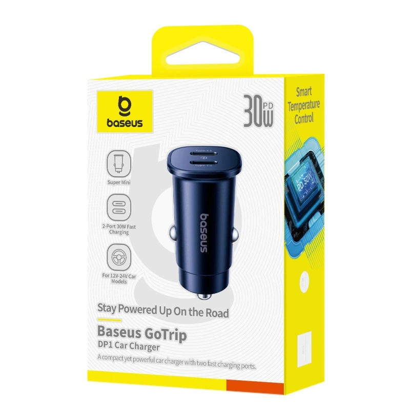 Baseus 30W GoTrip Car Charger – Type-C + Type-C, Cosmic Black - Image 19