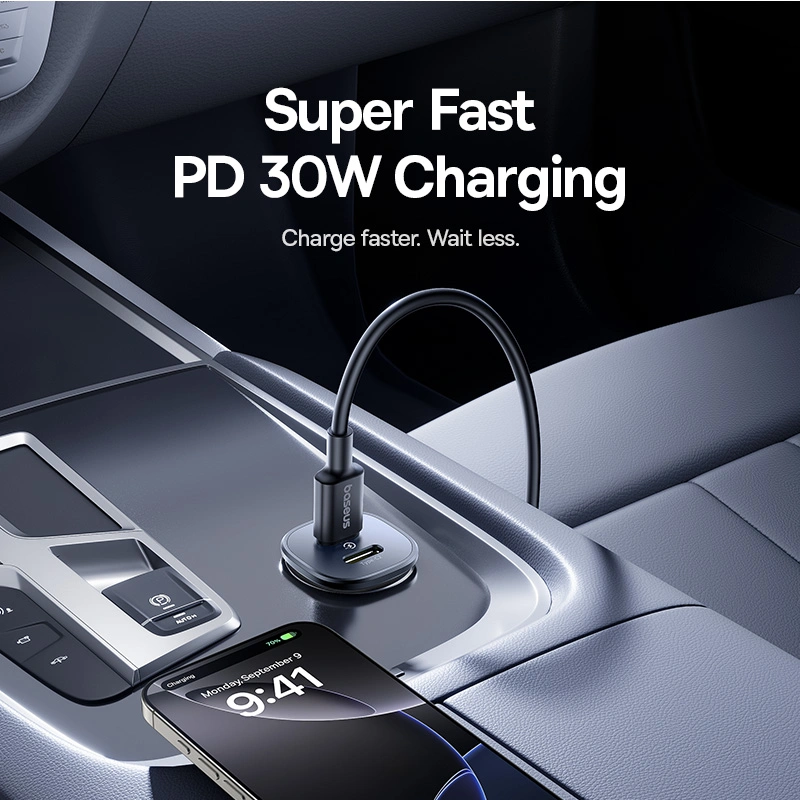 Baseus 30W GoTrip Car Charger – Type-C + Type-C, Cosmic Black - Image 7