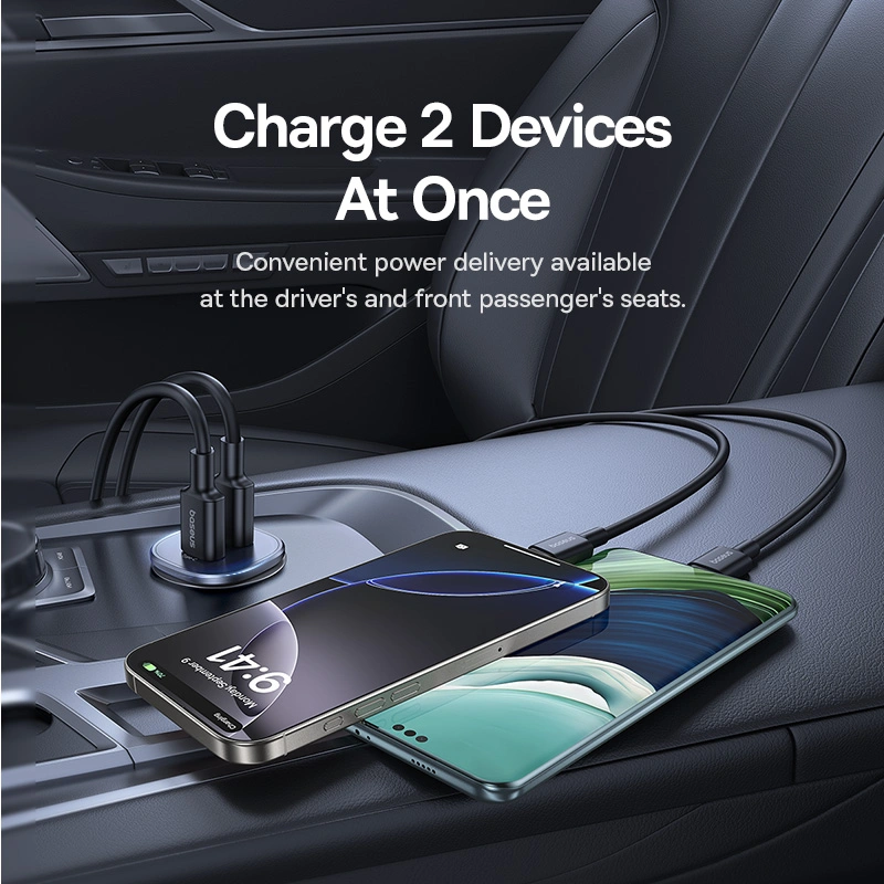 Baseus 30W GoTrip Car Charger Type - C+USB – Cosmic Black - Image 5