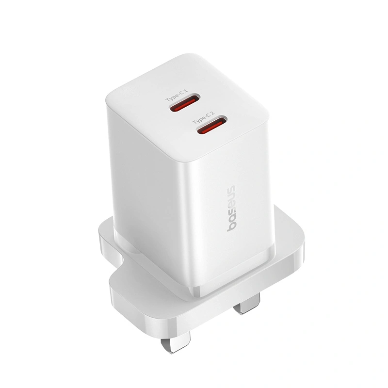 Baseus 40W GaN5 Pro Dual Type-C Fast Charger UK Plug - Moon White - Image 12
