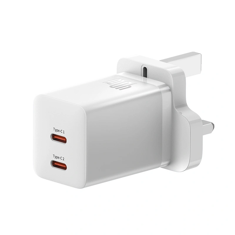 Baseus 40W GaN5 Pro Dual Type-C Fast Charger UK Plug - Moon White - Image 10