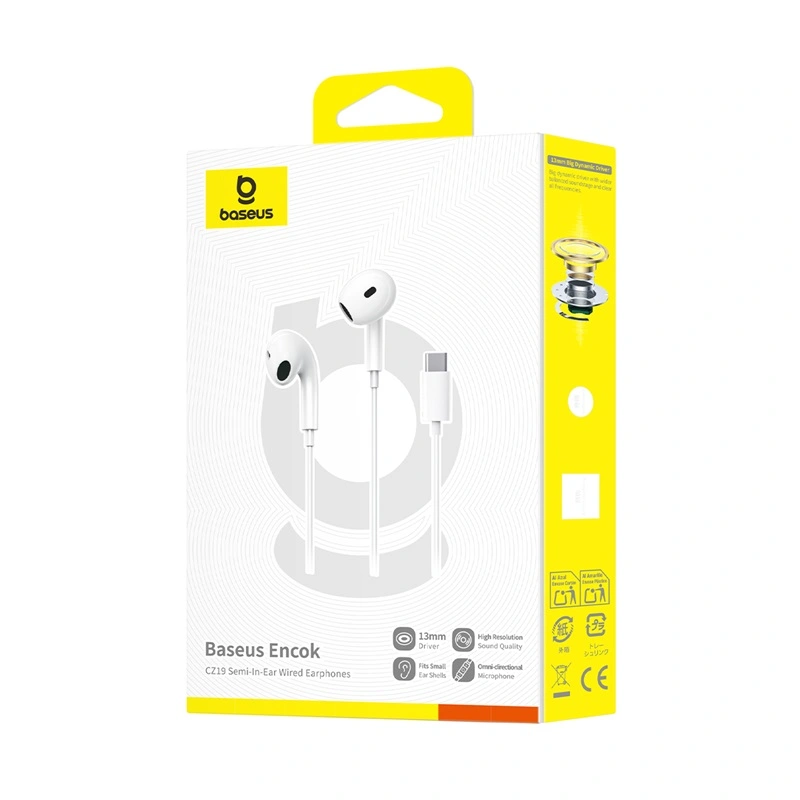 Baseus Encok CZ19 Wired Earphones – Moon White - Image 16