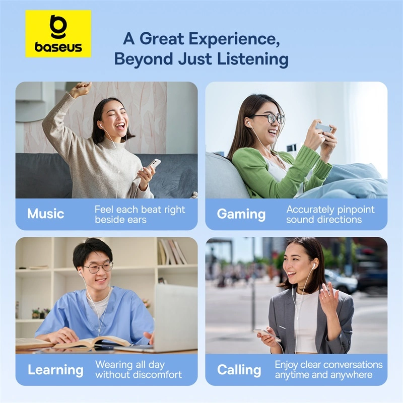 Baseus Encok CZ19 Wired Earphones – Moon White - Image 5