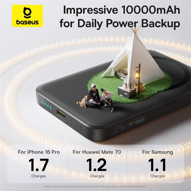 Baseus 10000mAh 22.5W EnerFill FM11 Ultra-Mini Magnetic Power Bank – Cosmic Black - Image 3
