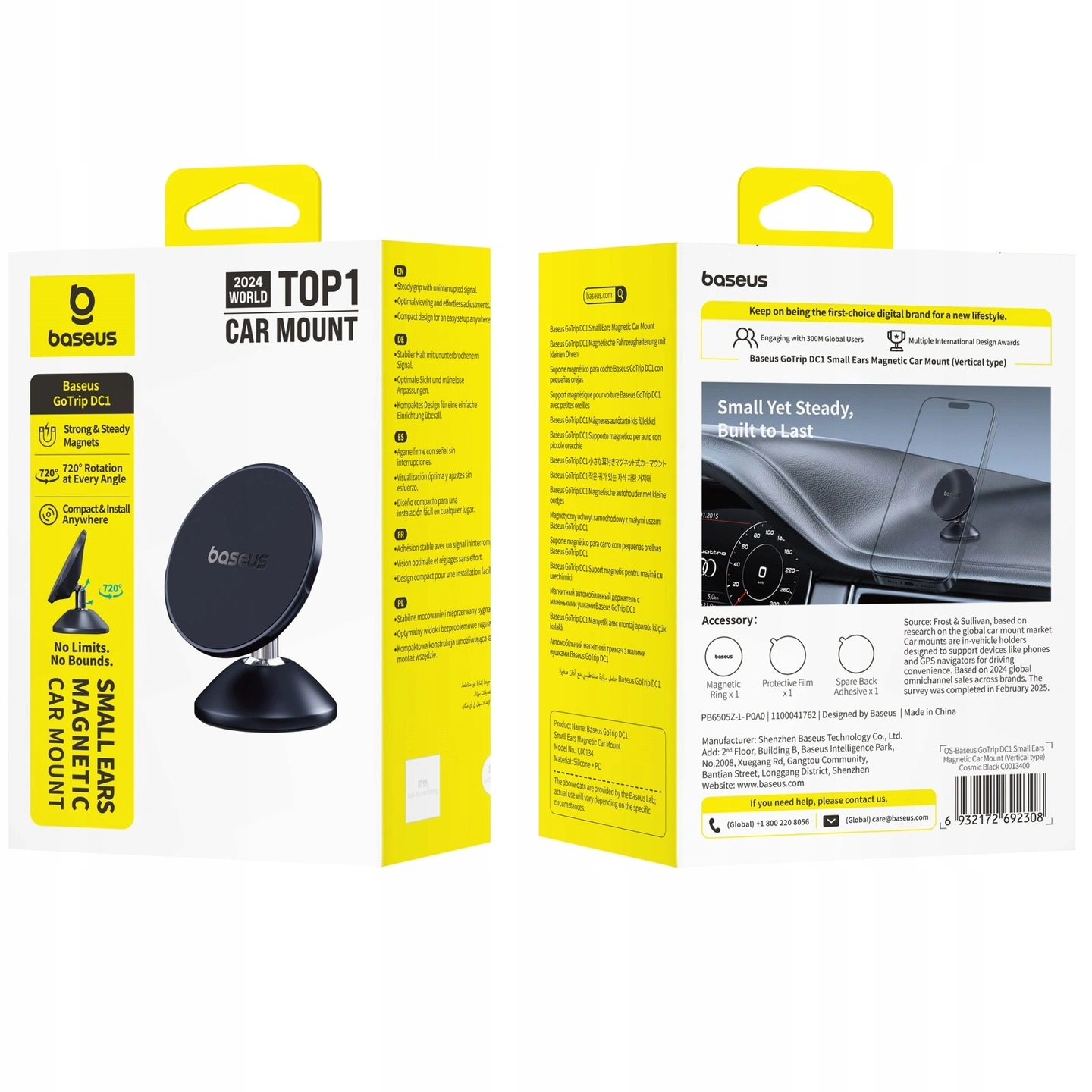 Baseus Go Trip DC1 Small Ears Magnetic Car Mount – Vertical Type (Cosmic Black) - Image 8