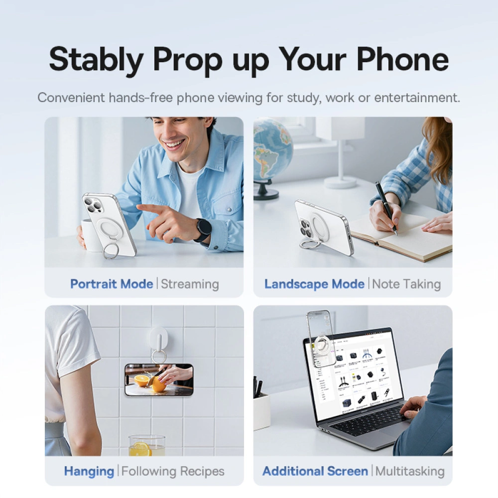 Baseus MagPro 3 Ultra Slim Magnetic Ring Phone Stand – Starlight Off-White - Image 9