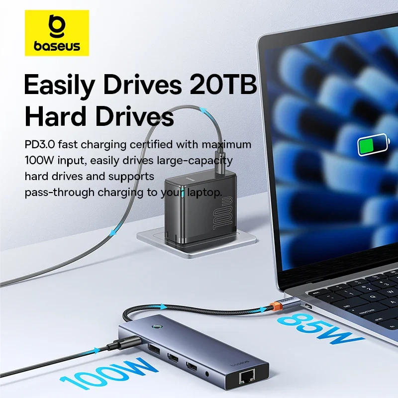 Baseus UltraJoy Series 11‑Port HUB Docking Station – Space Grey - Image 4