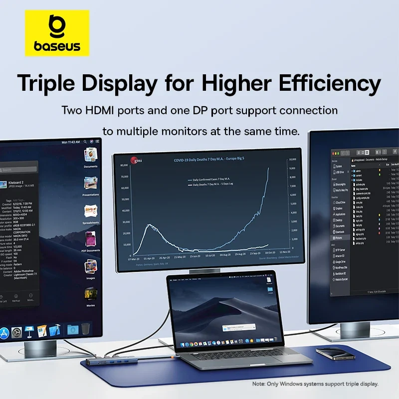 Baseus UltraJoy Series 11‑Port HUB Docking Station – Space Grey - Image 3