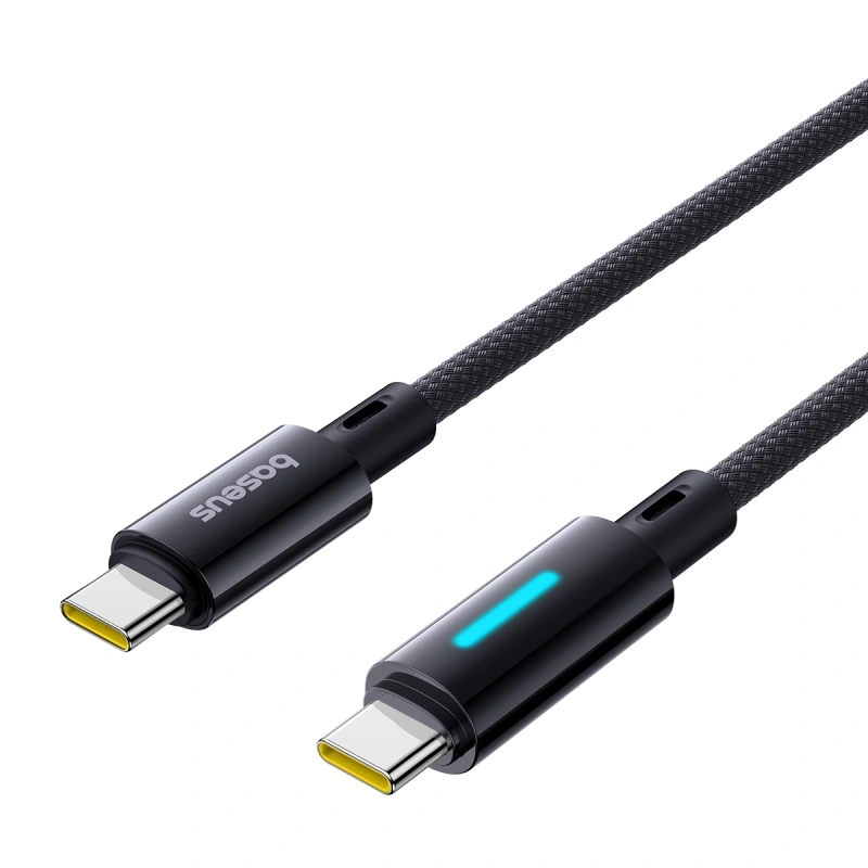 Baseus 1meter 100W Lit Button-Control Type-C to Type-C Fast Charging Data Cable Cosmic Black - P10379000121-00 - Image 8