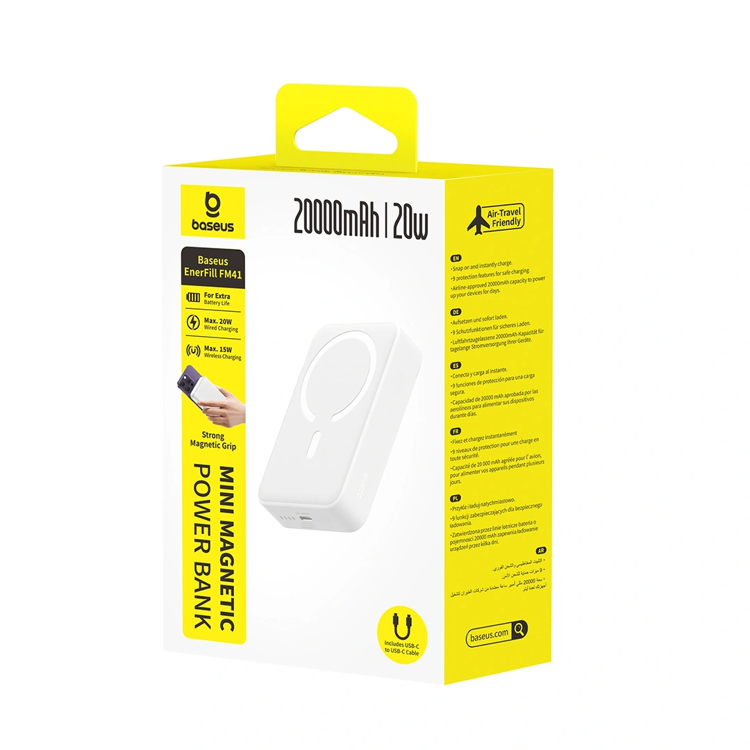 Baseus 20000mAh 20W EnerFill FM41 Mini Magnetic Power Bank Moon White - E0027U01 - 1 Year Warranty - Image 12