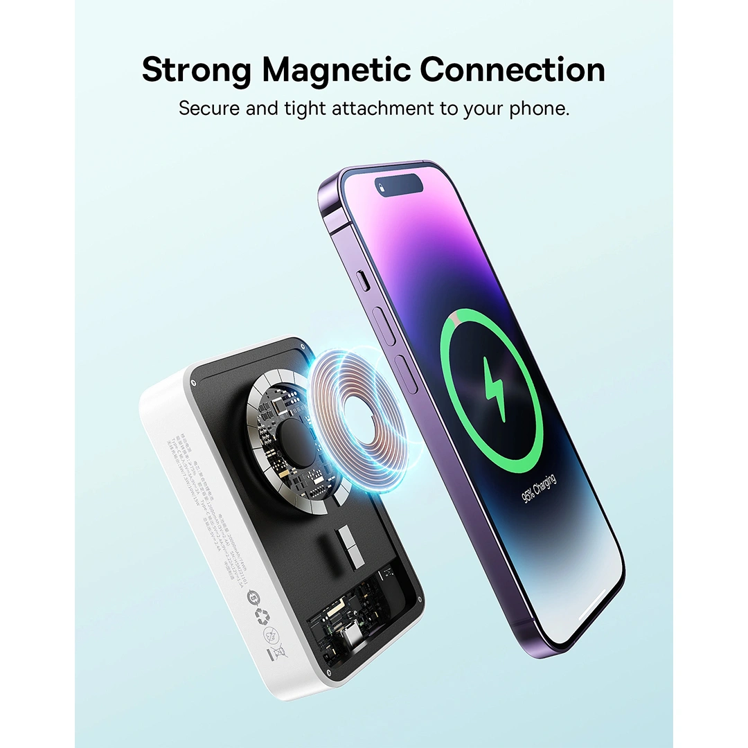Baseus 20000mAh 20W EnerFill FM41 Mini Magnetic Power Bank Moon White - E0027U01 - 1 Year Warranty - Image 7