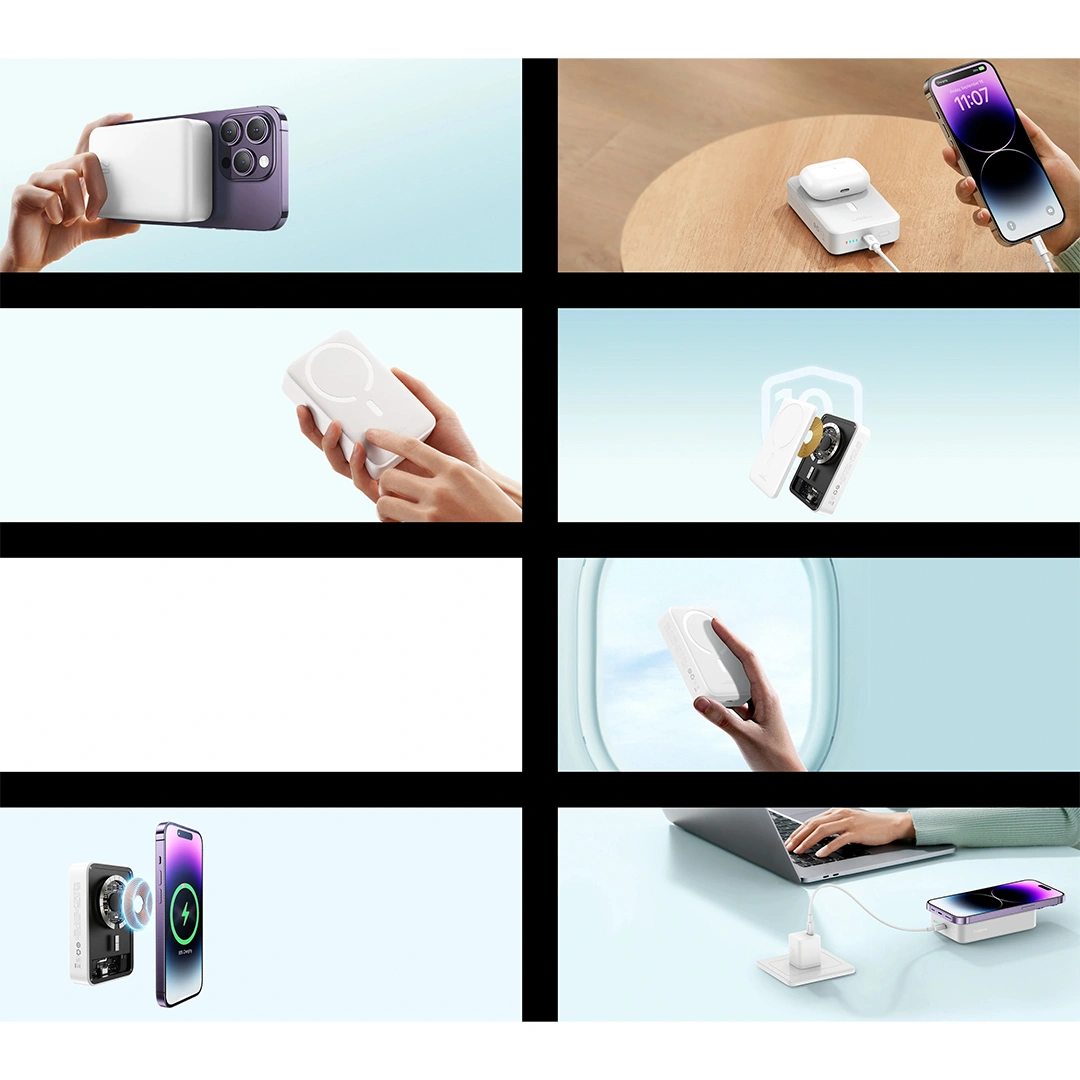 Baseus 20000mAh 20W EnerFill FM41 Mini Magnetic Power Bank Moon White - E0027U01 - 1 Year Warranty - Image 10