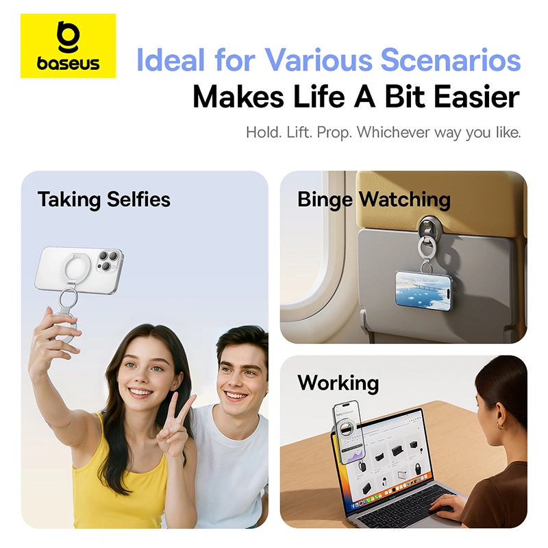 Baseus MagPro 3 Magnetic Dual-Ring Phone Stand Starlight Off-White - Z0004803 - Image 2