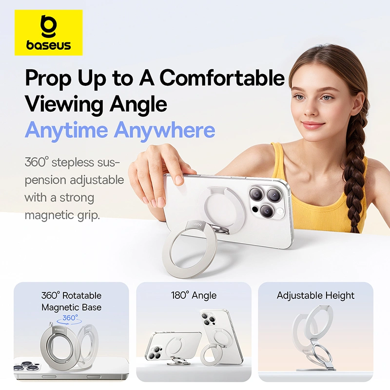 Baseus MagPro 3 Magnetic Dual-Ring Phone Stand Starlight Off-White - Z0004803 - Image 3