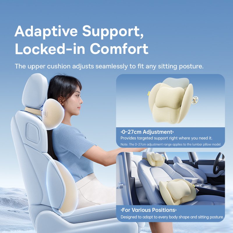 Baseus PrimeTrip VH2 Dual-Layer Car Lumbar Pillow Starlight Off-White - C01201 - Image 6