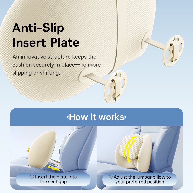 Baseus PrimeTrip VH2 Dual-Layer Car Lumbar Pillow Starlight Off-White - C01201 - Image 7