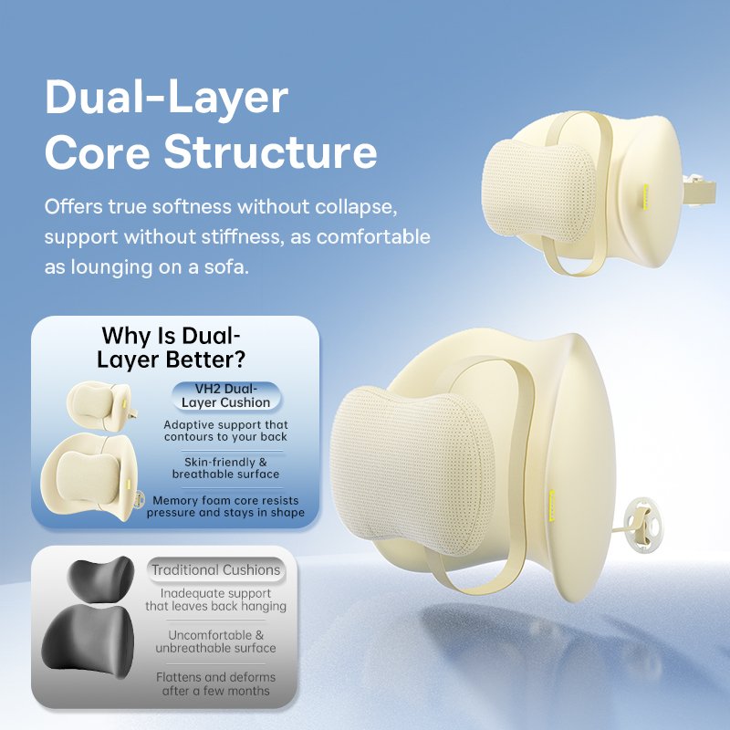 Baseus PrimeTrip VH2 Dual-Layer Car Lumbar Pillow Starlight Off-White - C01201 - Image 4